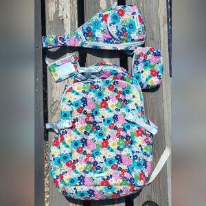 Vera Bradley Far Out Floral Expandable Backpack,Sling Bag,Cosentic,Coin Bag Set